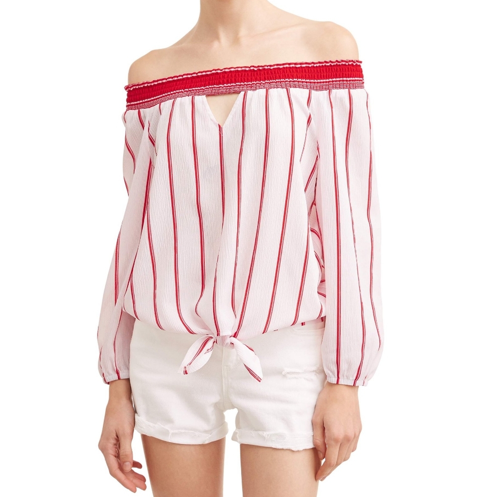 Long sleeve off the shoulder top